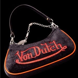 Von Dutch Black and Orange Shoulder Bag
